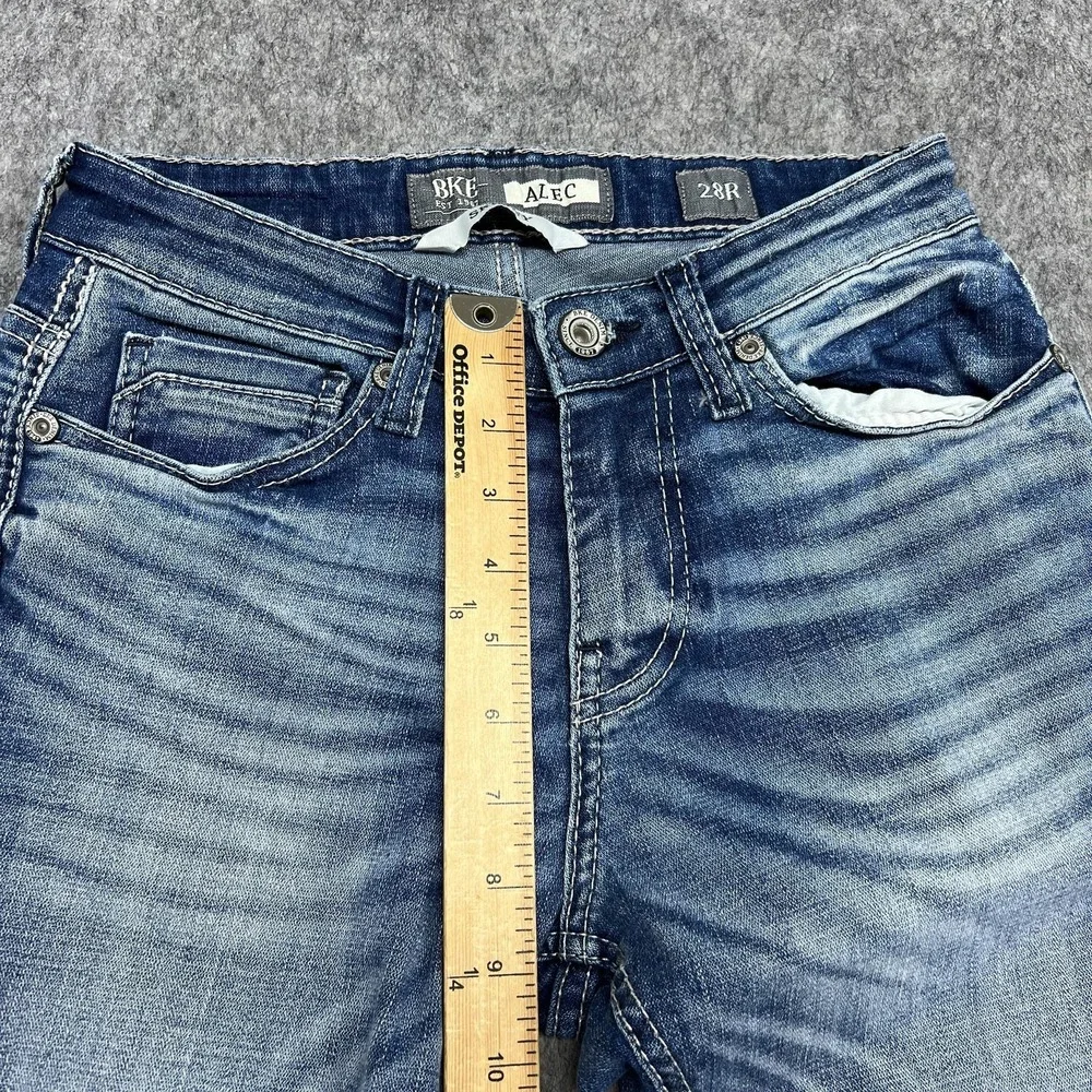 BKE Alec Jeans Mens 28R Blue Medium Wash Skinny Slim Stretch Denim Pants 28x32